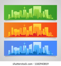 City Skyline Colored Sets, City Districts Banners