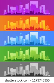 City Skyline Colored Sets, City Districts Banners