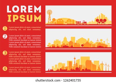 City Skyline Colored Sets, City Districts Banners