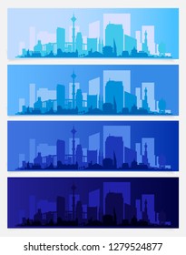 City Skyline Colored Sets, City Districts Banners