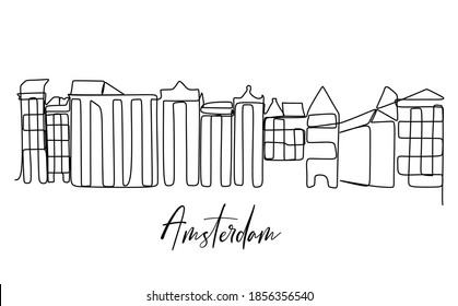 A city skyline. Continuous line drawing 