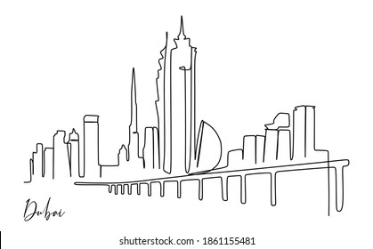 City Skyline. Continuous one line drawing