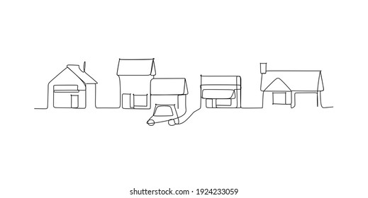 City skyline - continuous one line drawing