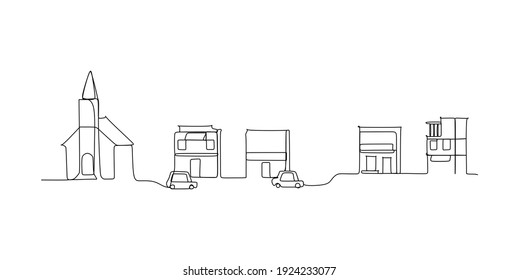 City skyline - continuous one line drawing