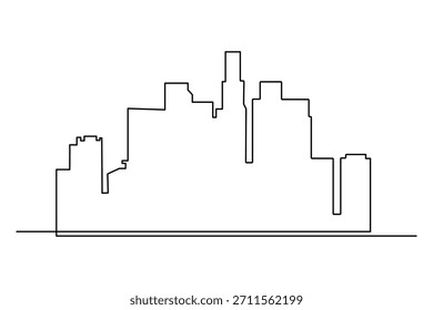 Vector de dibujo de una línea continua del horizonte de la ciudad