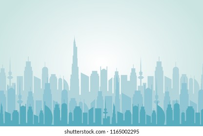 City skyline Daytime scape in flat style Urban landscape vector illustration.