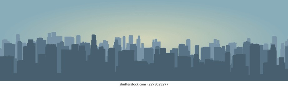 City skyline detailed banner colorful with skyscrapers and high-rise buildings for offices or apartments in major metropolis vector illustration