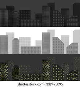 City skyline detailed silhouette set. Vector illustration