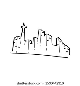 City skyline doodle icon vector hand drawing 