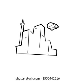 City skyline doodle icon vector hand drawing 