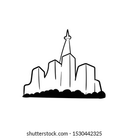City skyline doodle icon vector hand drawing 