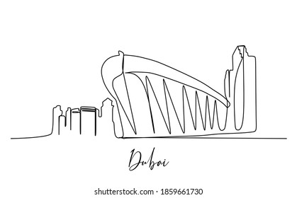 City skyline of Dubai Opera Building. Continuous one line drawing