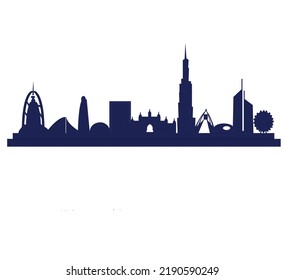 city skyline OF Dubai silhouette BLUE