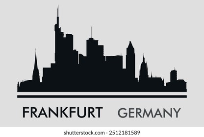 The city skyline. Frankfurt. Germany. Silhouettes of buildings. Vector on a gray background