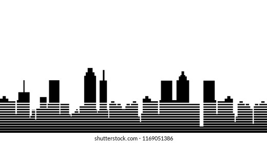 City Skyline with Grid Lines Vector
