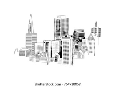 City Skyline Hand Drawn
