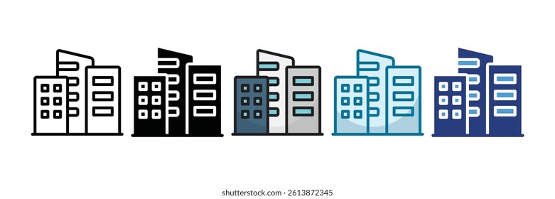 City Skyline Icon Set Multiple Style Collection