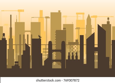City skyline illustration for video game background