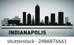 The city skyline. Indianapolis Indiana. Silhouettes of buildings. Vector on a gray background