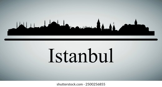 The city skyline. Istanbul. Silhouettes of buildings. Vector on a gray background