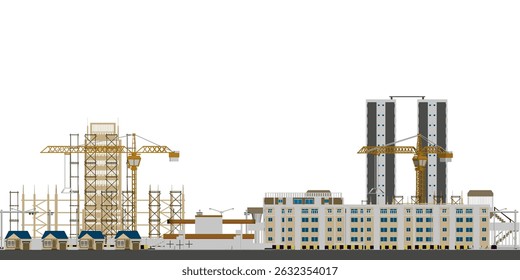 A city skyline with a large building in the middle and a few smaller buildings on the right. The buildings are tall