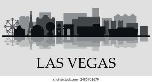 Die Skyline der Stadt Las Vegas. Silhouetten von Gebäuden. Vektorgrafik auf grauem Hintergrund