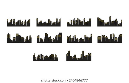 City Skyline And Light Silhouette Set