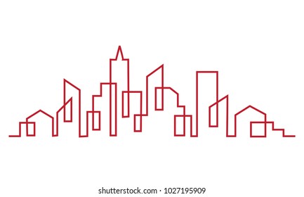 City Skyline line art vector illustration