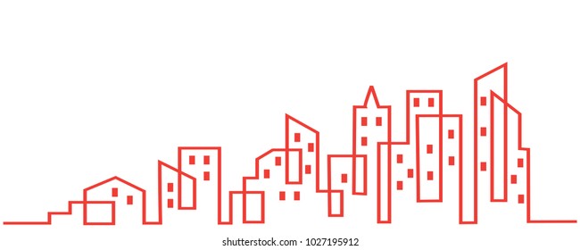 City Skyline line art vector illustration