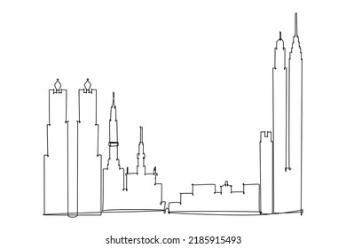 City skyline Line drawing. vector illustration modern buildings landmarks for printing or travel destination advertising concept. 