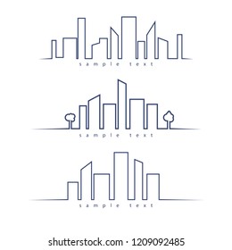 city skyline, lines, vector illustration.