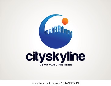 City Skyline Logo Template Design Vector, Emblem, Design Concept, Creative Symbol