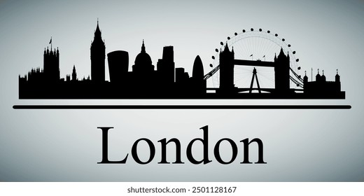  The city skyline. London. Silhouettes of buildings. Vector on a gray background