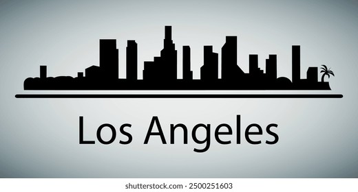 The city skyline. Los Angeles. Silhouettes of buildings. Vector on a gray background