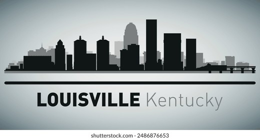 The city skyline. Louisville Kentucky. Silhouettes of buildings. Vector on a gray background