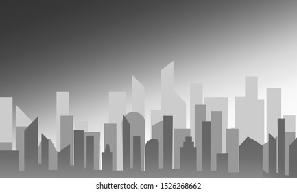 City skyline, modern city silhouette at dusk, abstract vector background.