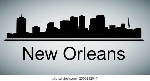 The city skyline. New Orleans. Silhouettes of buildings. Vector on a gray background