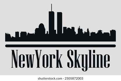 The city skyline. New York. Silhouettes of buildings. Vector on a gray background