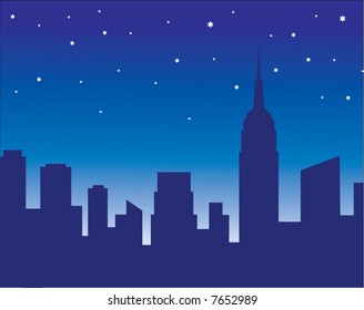 City skyline at night