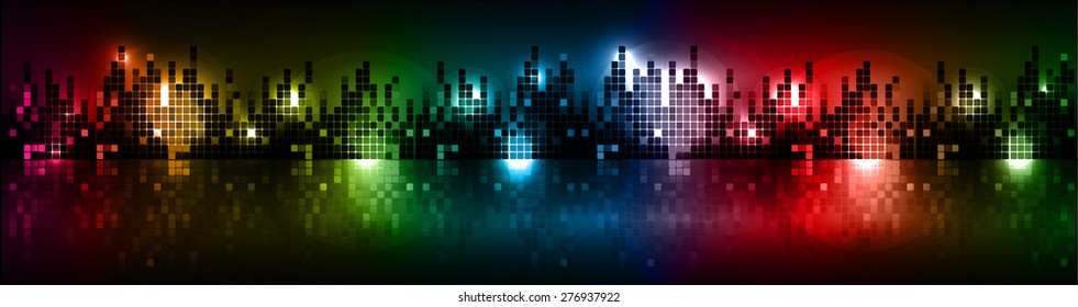 City skyline at night with reflection in water. dark colorful background. vector