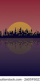 city skyline at night vector wallpaper