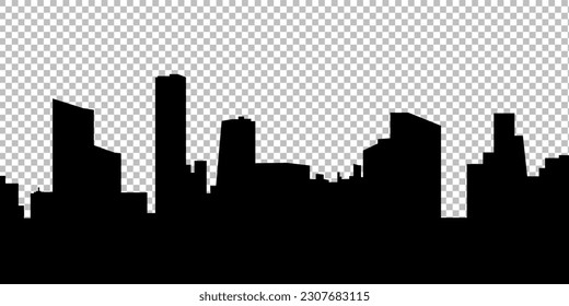 City skyline on transparent background in black colors. Vector Illustration