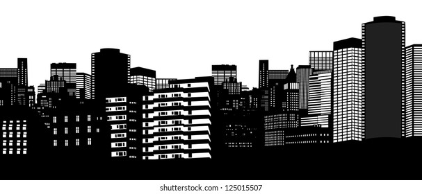 City skyline on white background, vector illustration