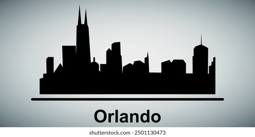 El horizonte de la ciudad. Orlando. Siluetas de edificios. Vector sobre un fondo gris