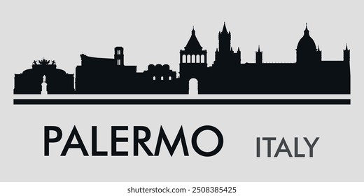 El horizonte de la ciudad. Palermo, Italia. Siluetas de edificios. Vector sobre un fondo gris