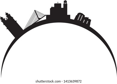city skyline of pontevedra in galicia spain