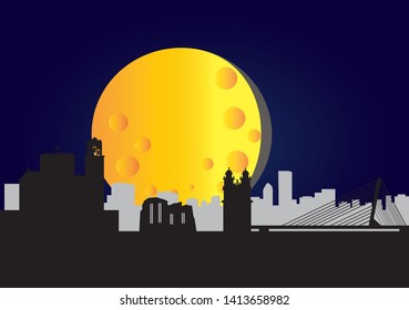 city skyline of pontevedra in galicia spain