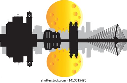 city skyline of pontevedra in galicia spain