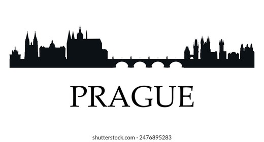 El horizonte de la ciudad. Praga. Siluetas de edificios. Vector sobre fondo blanco