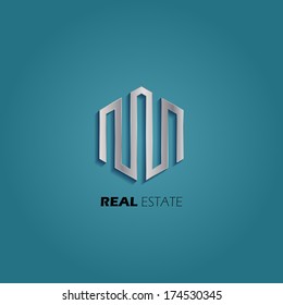 City Skyline Real Estate icon. Vector design